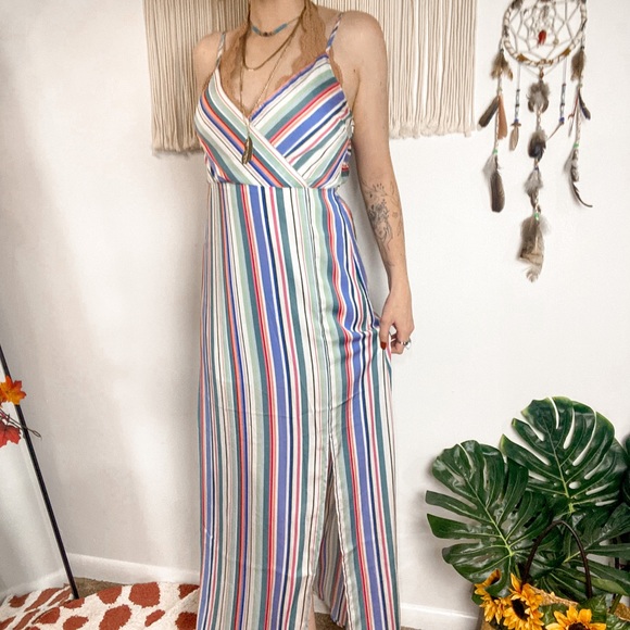 Jack BB Dakota NWT Pastel Multicolor Stripe Sleeveless Maxi Dress Size Medium - Picture 1 of 16